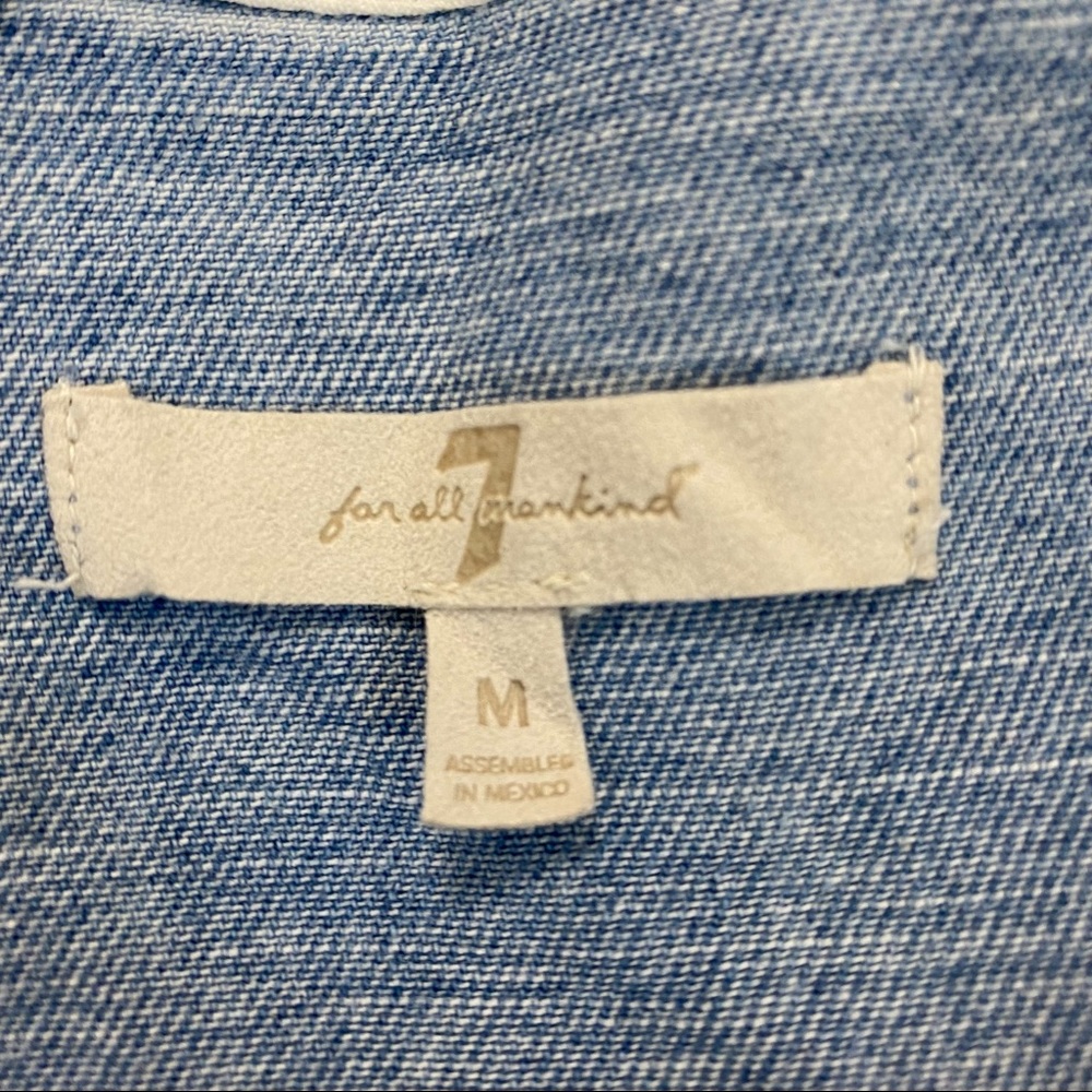 7 FOR ALL MANKIND Double Bow Tie-Front Denim Dress - Picture 8 of 9